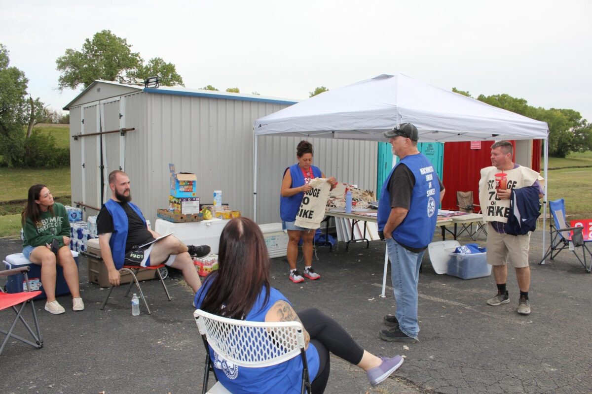 Striking Textron Aviation workers