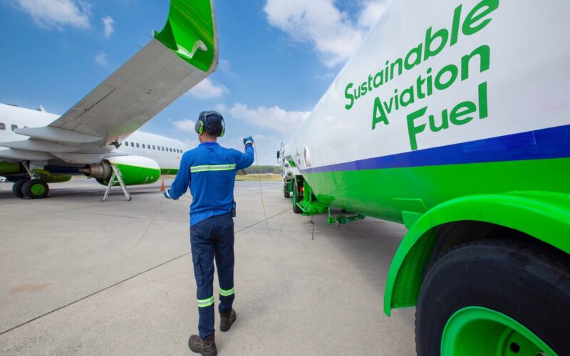 Sustainable,Aviation,Fuel,(saf).,Technician,Refueling,Private,Jet,With,Saf