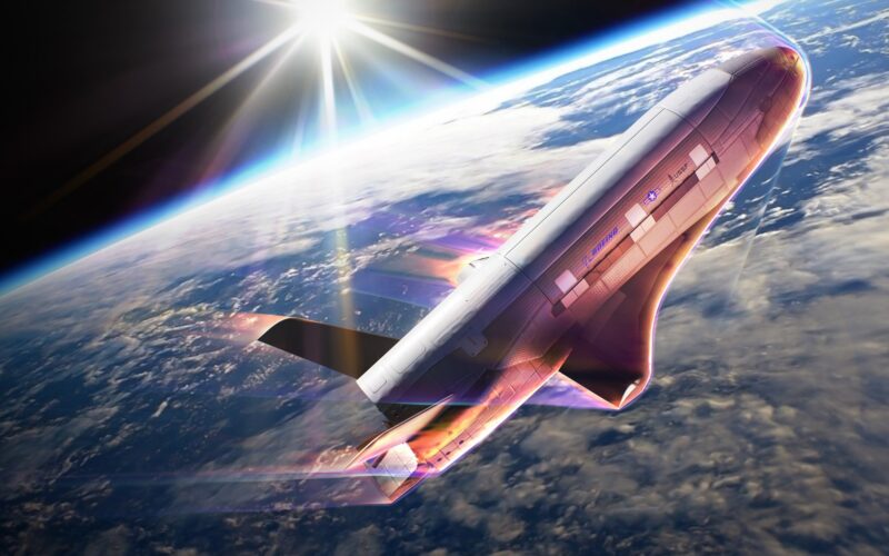 Artist rendering of the X-37B conducting an aerobraking maneuver using the drag of Earth’s atmosphere