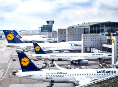 Lufthansa aircraft parked at Frankfurt Airport (FRA)