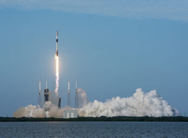 Starlink internet satellites aboard a Falcon 9 rocket