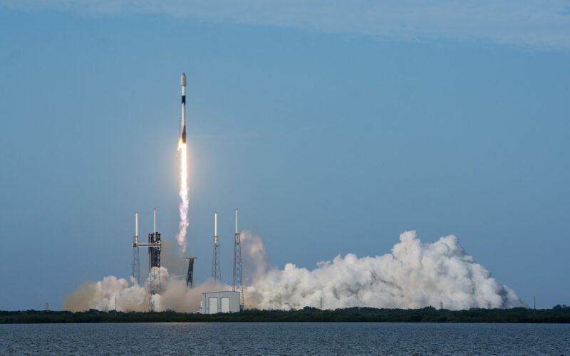 Starlink internet satellites aboard a Falcon 9 rocket