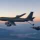 USAF KC-135 Stratotanker aircraft and F-16 fighter jet