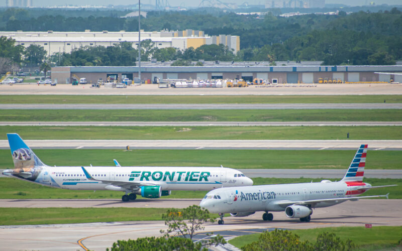 Frontier and American Airlines aircraft