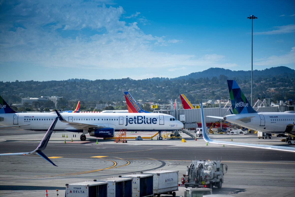 Jet Blue airplane ready for boarding