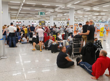 Stranded passengers at airport