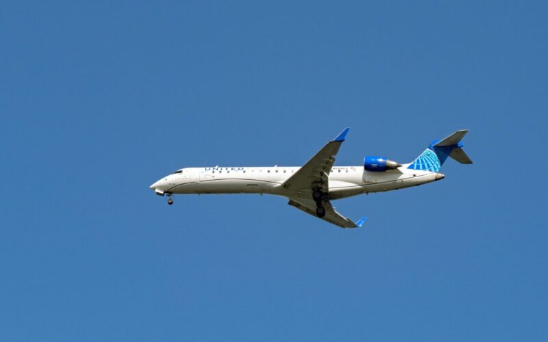 Bombardier CRJ-550 jet operated by United Airlines by GoJet Airlines