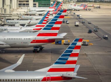 Several American Airlines aircraft