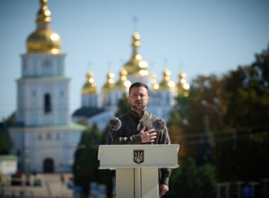 Ukraine’s President Volodymyr Zelenskyy during Ukraine’s Independence Day speech