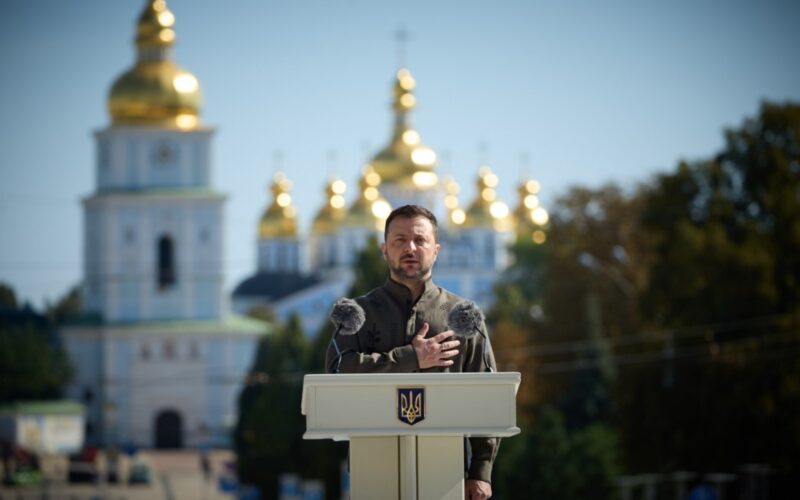 Ukraine’s President Volodymyr Zelenskyy during Ukraine’s Independence Day speech