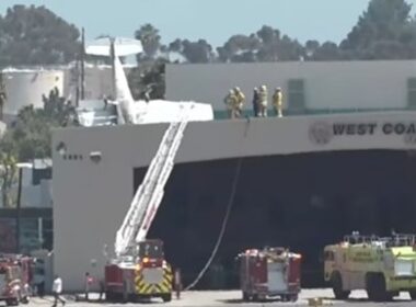 A Cessna 172 landed on a roof of a hangar when practicing touch-and-goes