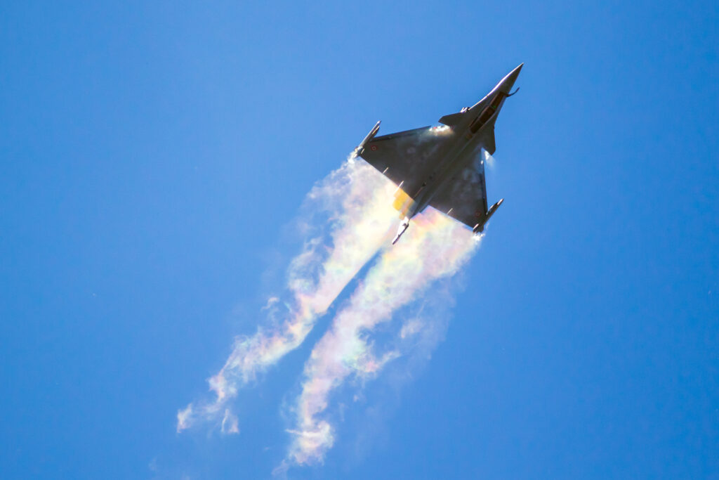 A Dassault Rafale fighter jet in flight