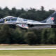 A Polish MiG-29 fighter jet flying low