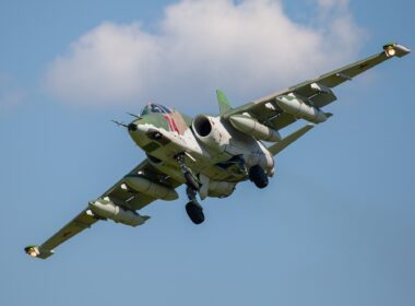 A Russian Sukhoi Su-25 attack aircraft