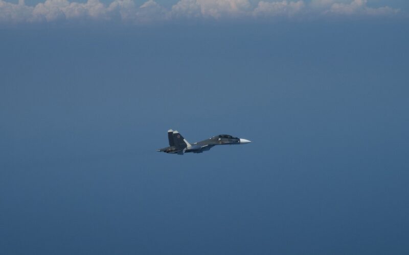 A Russian Su-30 Flanker intercepted by the Swedish Air Force