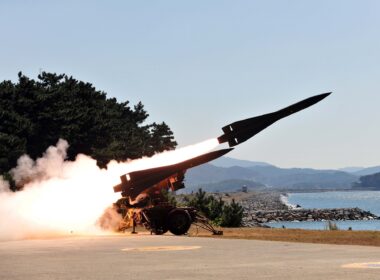 A South Korean Hawk air defense missile being fired