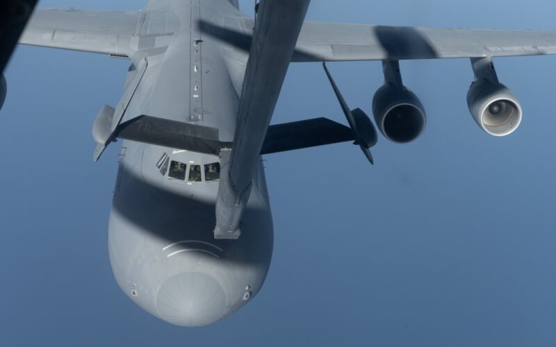 KC-10 Extender supports C-5M Super Galaxy reverse air refueling proof of concept during training mission