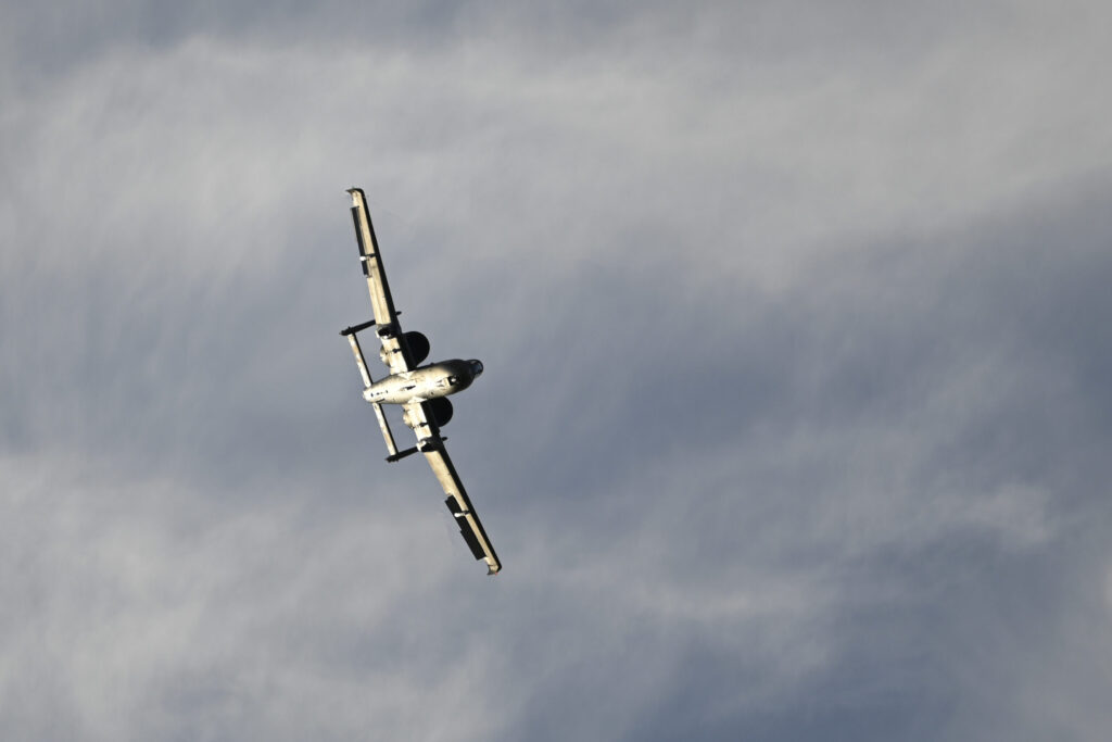 A flight display of the A-10C Demonstration Team