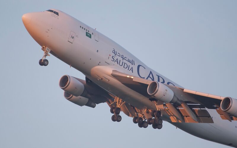 Saudi,Arabian,Airlines,Boeing,747-45e,Over,Airport,On,May,16,2022