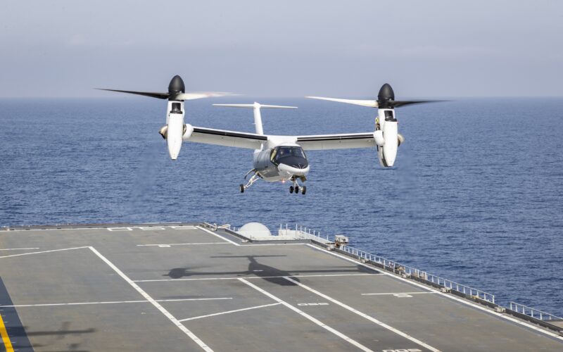 Leonardo AW609 flight trials on ITS Cavour