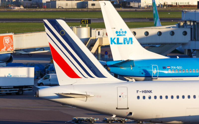 Air France-KLM aircraft parked next to each other