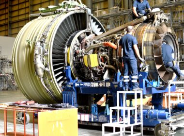 Aircraft engine being maintained