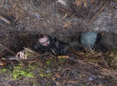 Aircrew trainee during a combat survival course