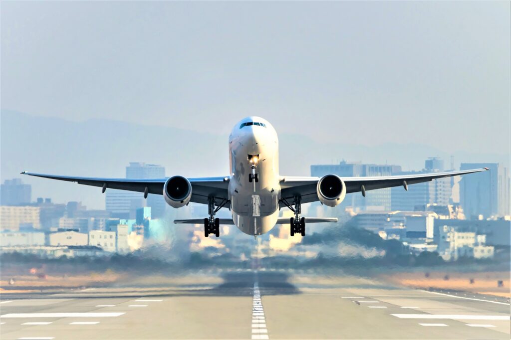 Airplane taking off from the airport