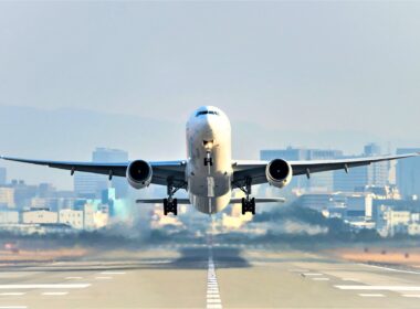 Airplane taking off from the airport