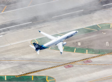 Alaska Airlines Boeing 737-900ER airplane at Los Angeles International Airport