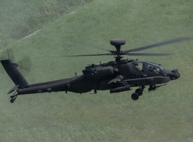 An AH-64E Apache Guardian attack helicopter in South Korea