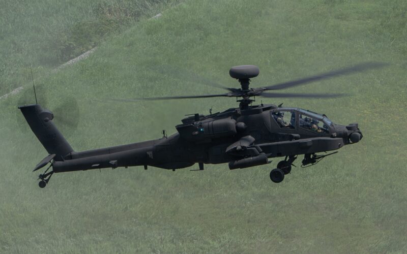 An AH-64E Apache Guardian attack helicopter in South Korea