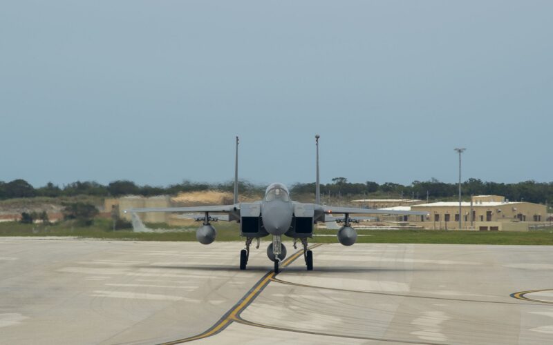 An F-15 Eagle fighter at Andersen Air Force Base, Guam