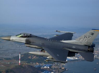 An F-16 Fighting Falcon aircraft from the 8th Fighter Wing