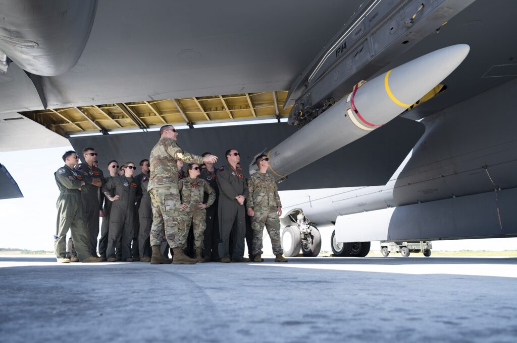 B-52 Stratofortress crews from the 23rd Expeditionary Bomb Squadron and 49th Test and Evaluation Squadron participated in hypersonic weapon familiarization training (1)