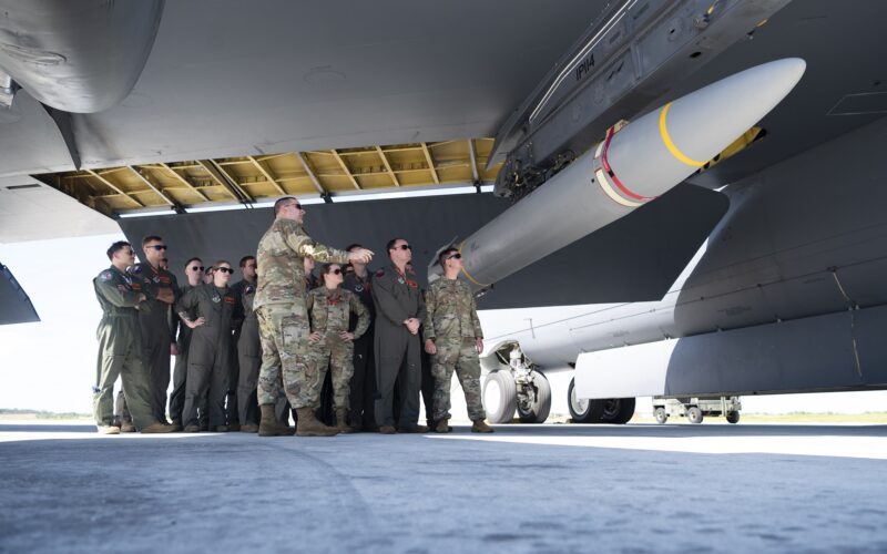 B-52 Stratofortress crews from the 23rd Expeditionary Bomb Squadron and 49th Test and Evaluation Squadron participated in hypersonic weapon familiarization training (1)