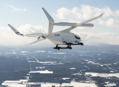 ALIA SN001 during a flight test at the flight testing facility in Plattsburgh, New York.