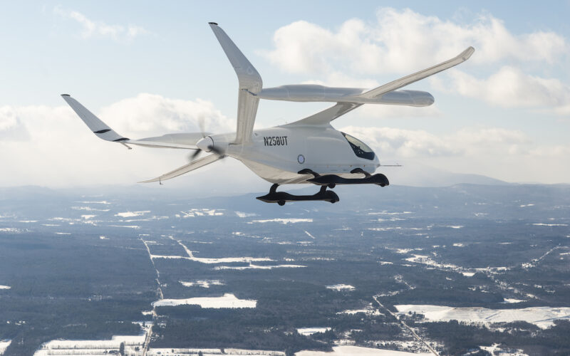 ALIA SN001 during a flight test at the flight testing facility in Plattsburgh New York