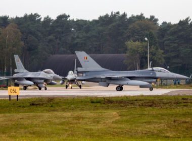 Belgian F-16 fighters on the runway