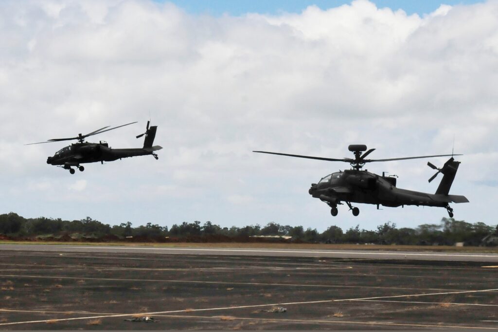 Boeing AH-64E Apache Guardian attack helicopters