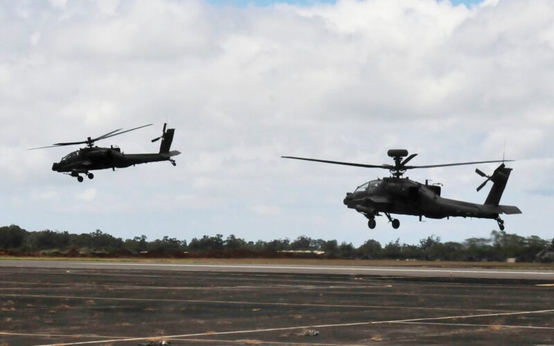 Boeing AH-64E Apache Guardian attack helicopters