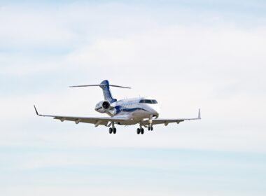 Bombardier BD-100-1A10 Challenger 300 aircraft approaches the runway