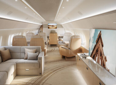 Cabin BBJ Select photorealistic renderings-serene lounge