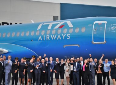 ITA Airways has taken delivery of its first all-blue Airbus A220