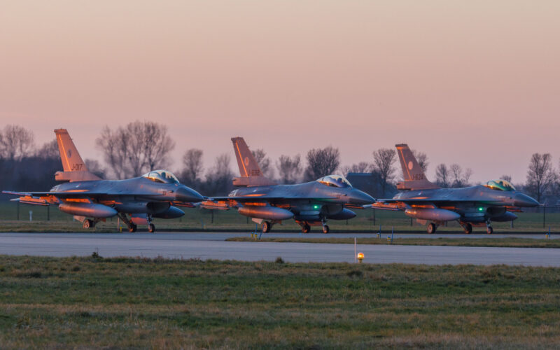 Dutch F-16 fighter jets on the apron