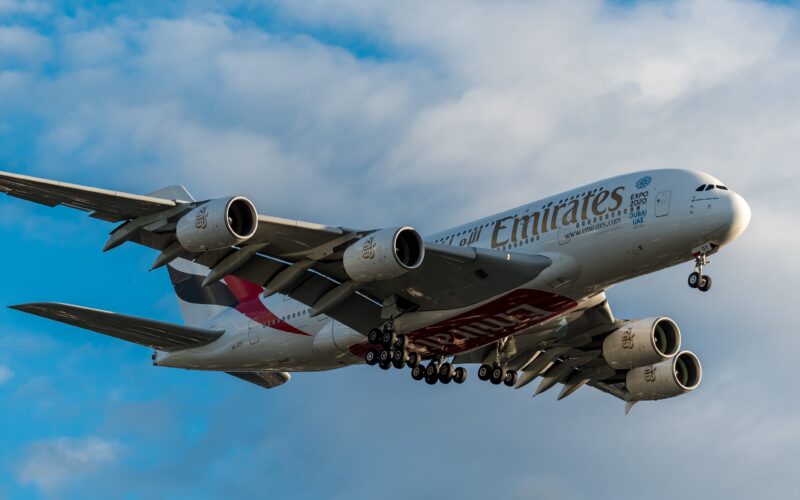 Emirates A380 on approach