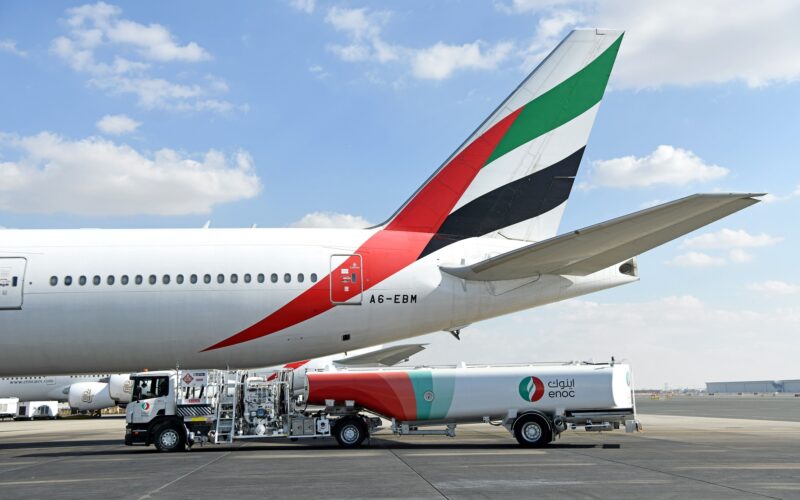 Emirates ran a ground test of a GE90 engine with 100 Sustainable Aviation Fuel SAF