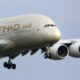 Etihad Airways first Airbus A380 out of storage arrived at Abu Dhabi International Airport AUH