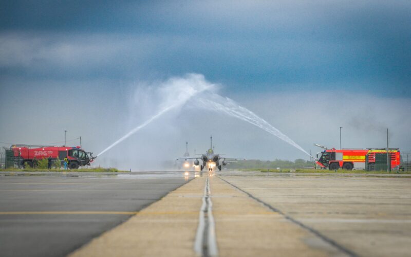 First Dassault Rafale fighter arrives in Croatia water salute