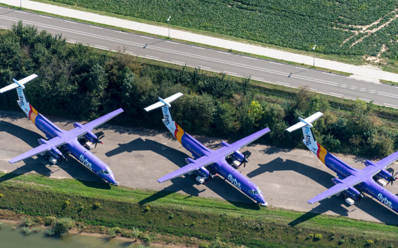 Flybe De Havilland Canada Dash 8 aircraft parked in Maastricht